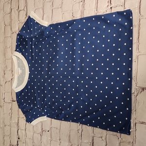 Medium LuLaRoe Liv short sleeve tee white polka dots on blue